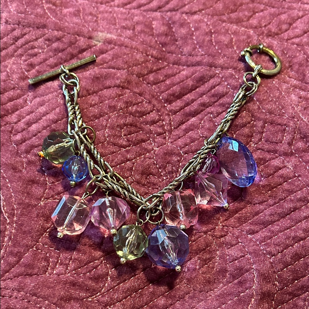 Elegant Silver and Pink Charm Bracelet